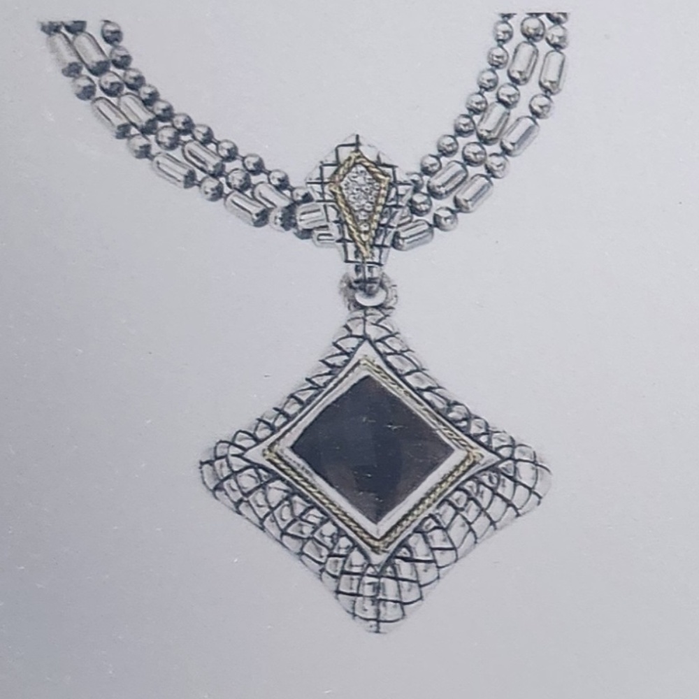 ELEGANZA Smoky Quartz, Diamond, 925 Silver, 18K gold pendant, preloved - Picture 8 of 15